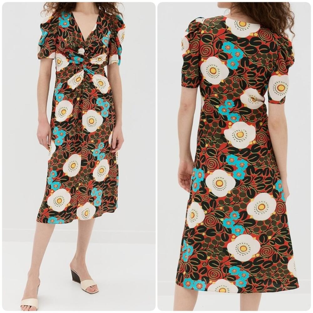 RHODE Maci Midi Dress Scarlet Aura Blossom Grande